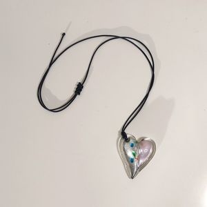Zara Glass Heart Colorblock Necklace